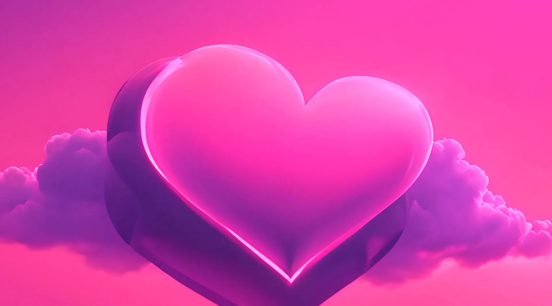 Glowing Affection Heart in Clouds Video